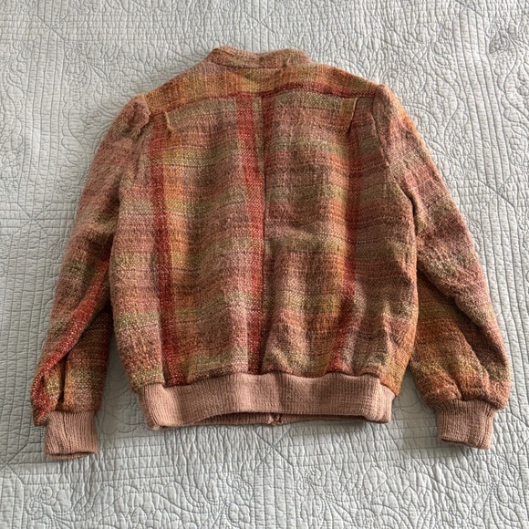 Vintage Bomber Jacket with Knit Exterior and Satin Lining - Picture 4 of 6